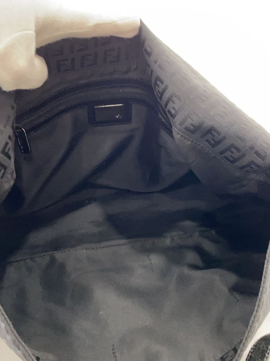 FENDI Zucca Flap Shoulder Bag Cotton BLK All Over Pattern 6