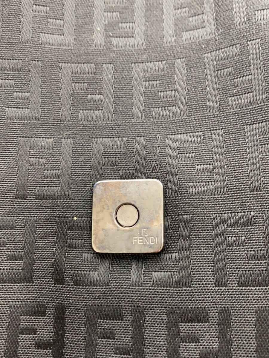 FENDI Zucca Flap Shoulder Bag Cotton BLK All Over Pattern 7