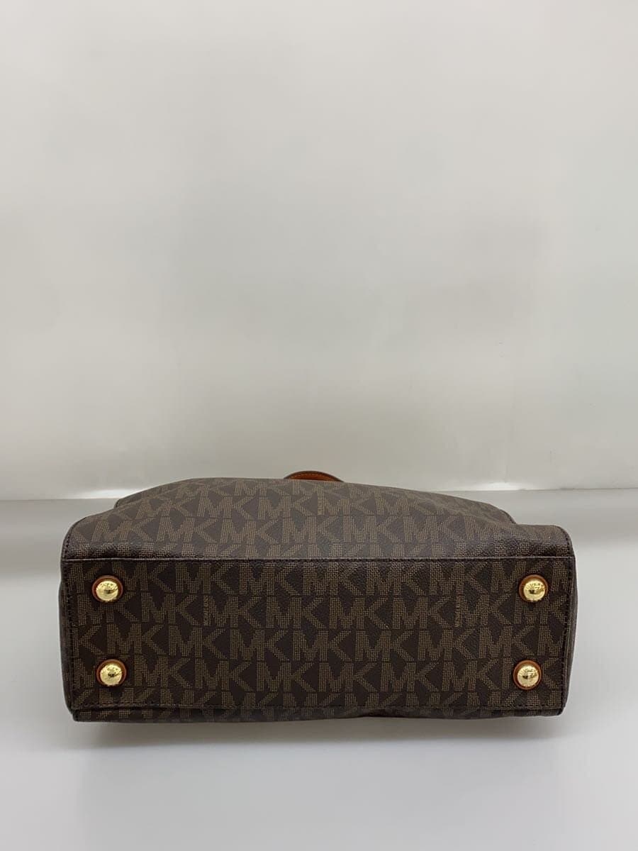 MICHAEL KORS Chain Charm Tote Bag Leather BRW All Over Pattern Black 4