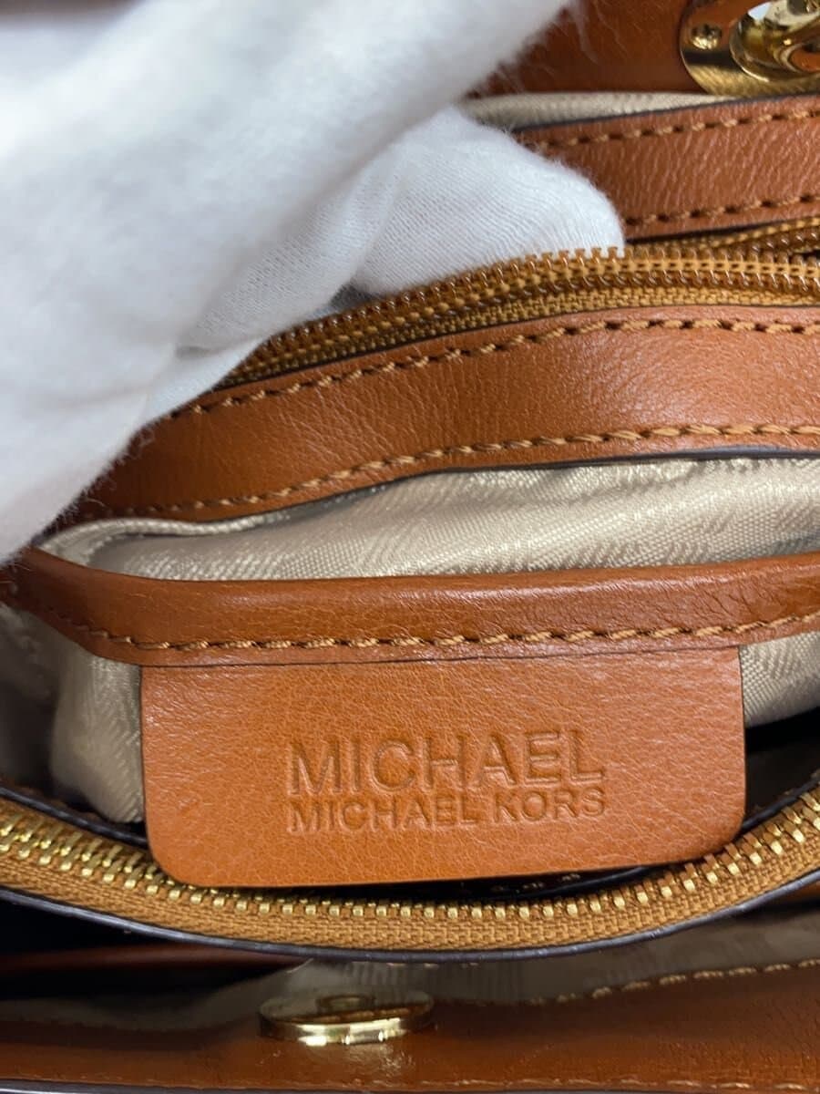 MICHAEL KORS Chain Charm Tote Bag Leather BRW All Over Pattern Black 5