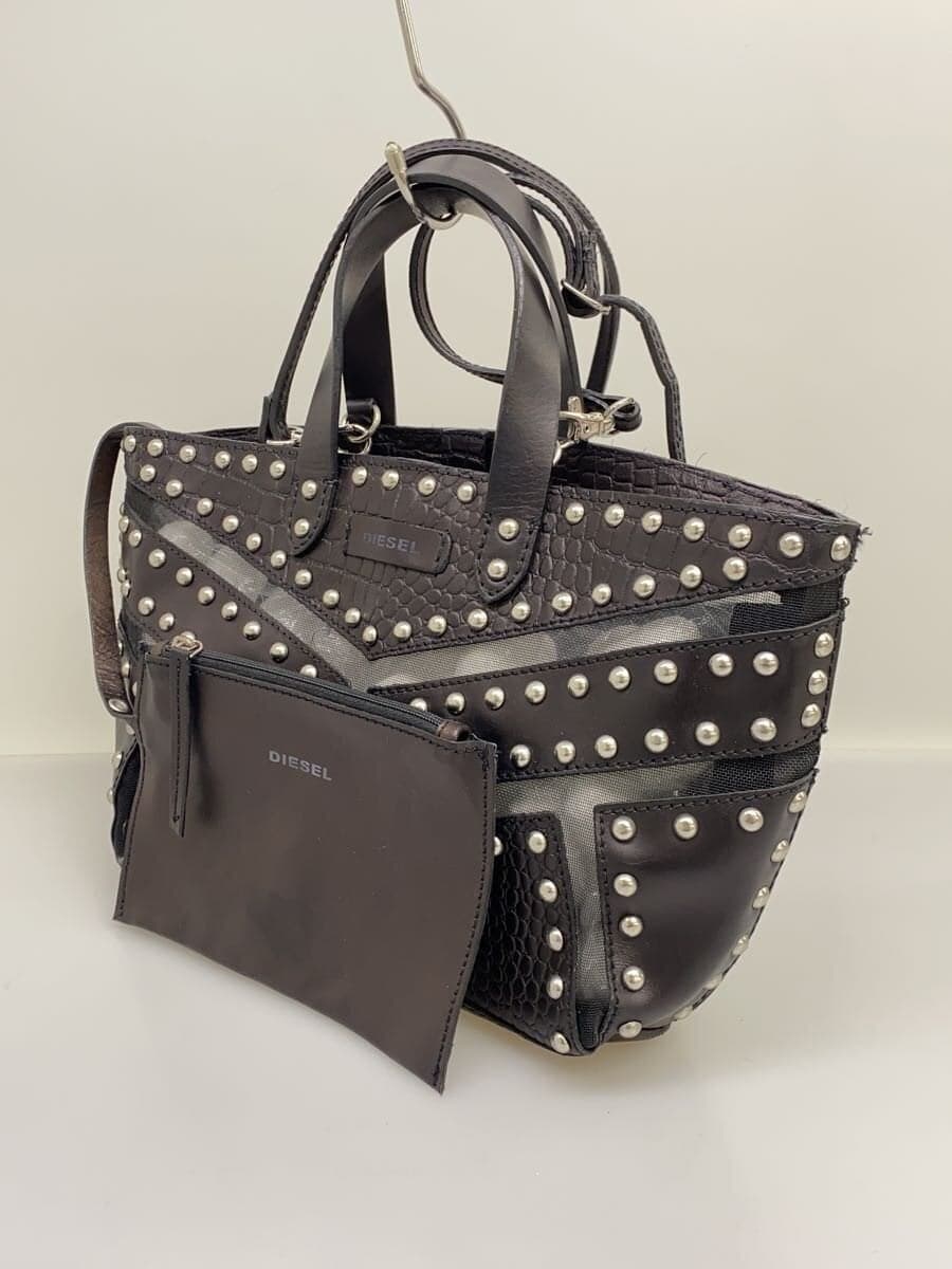 DIESEL2-Way Mesh Studs Tote Bag BLK 2