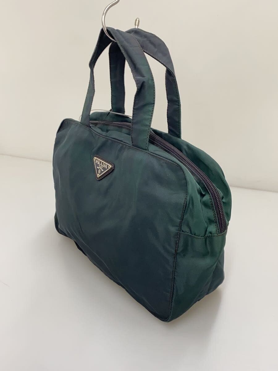 PRADA Triangle Logo Handbag Nylon KHK 2