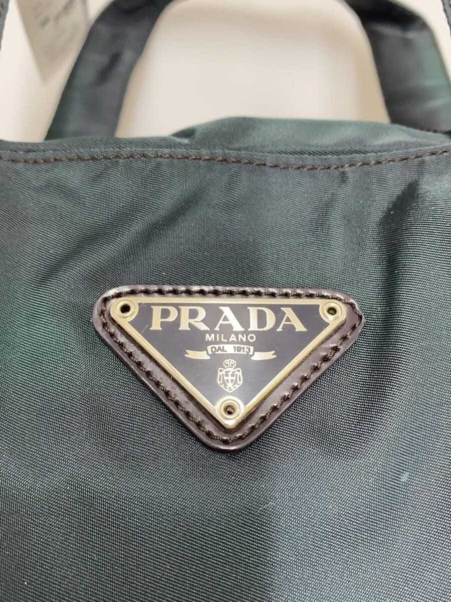 PRADA Triangle Logo Handbag Nylon KHK 5