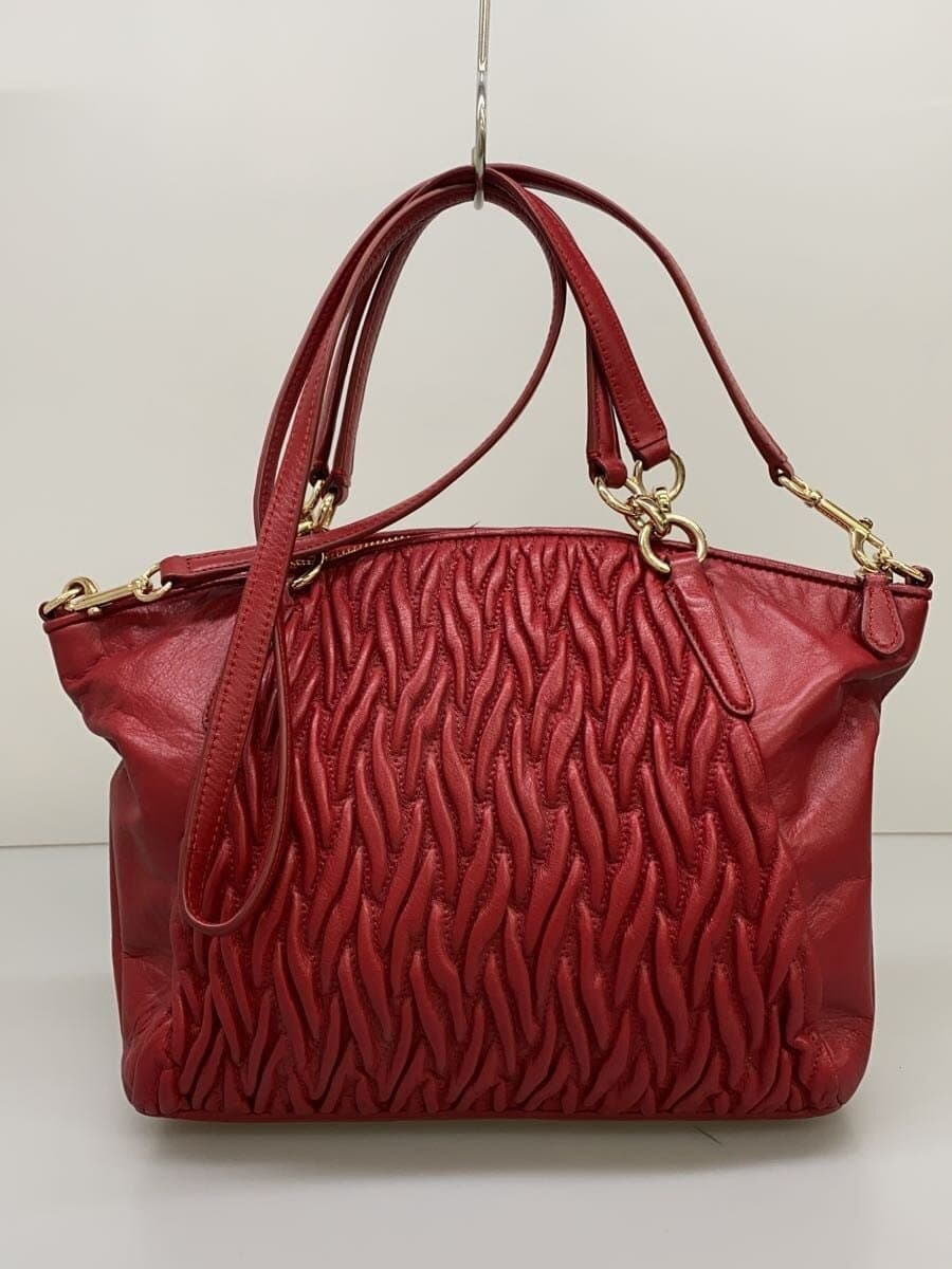 COACH Matelasse 2-Way Shoulder Bag Leather RED f37081 Red 3