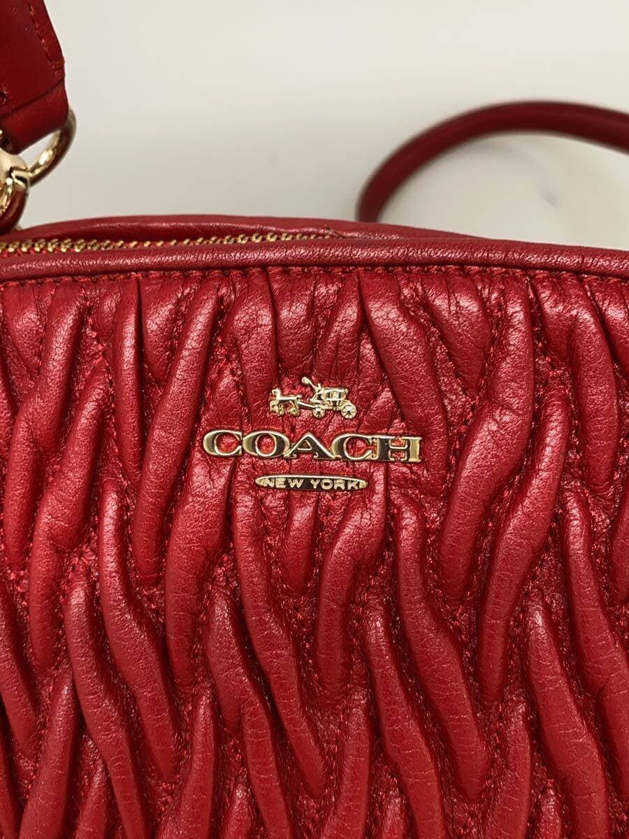 COACH Matelasse 2-Way Shoulder Bag Leather RED f37081 Red 5