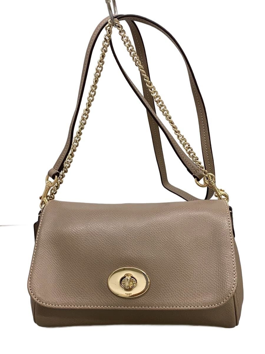 COACH Shoulder Bag_All Leather Leather BEG Beige