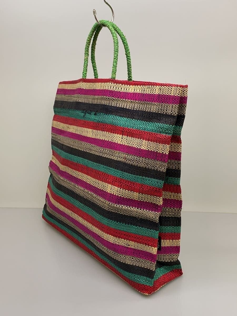 agnes b. Raffia Tote Bag Tote Bag Multicolor Border Stripe MX02-03 2