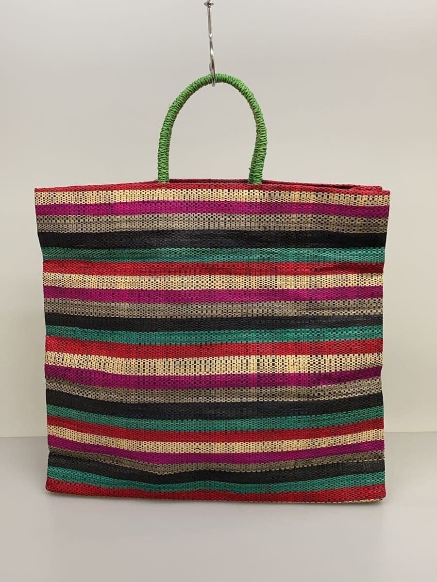 agnes b. Raffia Tote Bag Tote Bag Multicolor Border Stripe MX02-03 3
