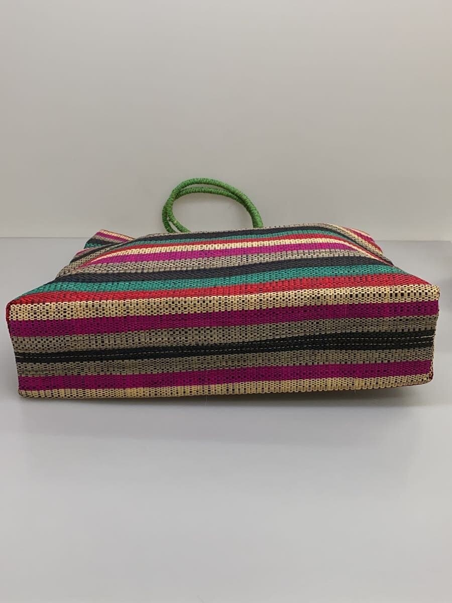 agnes b. Raffia Tote Bag Tote Bag Multicolor Border Stripe MX02-03 4