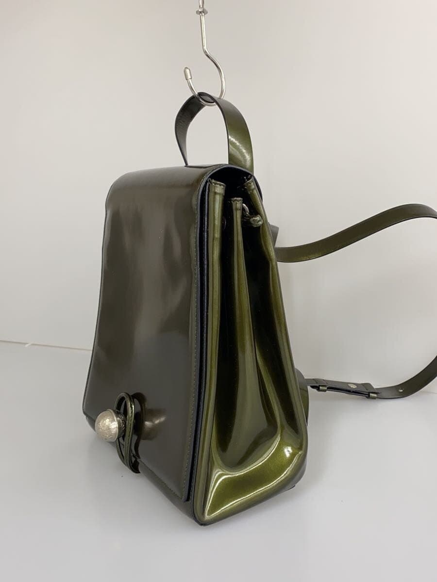 CELINE Star Ball Patent Leather Backpack Enamel KHK Slight wear on the inside 2