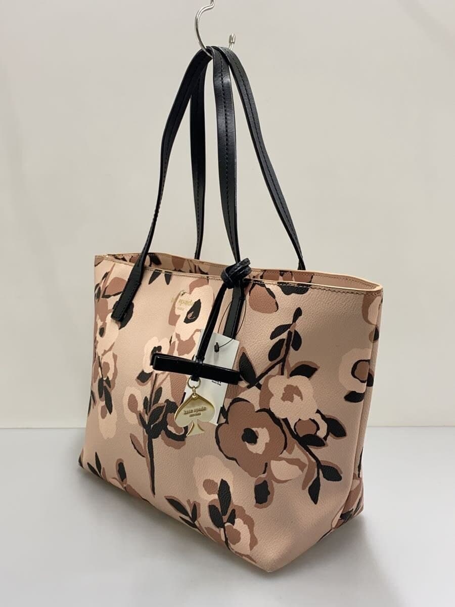 Kate Spade New York corner scuff tote bag leather BEG floral pattern 2