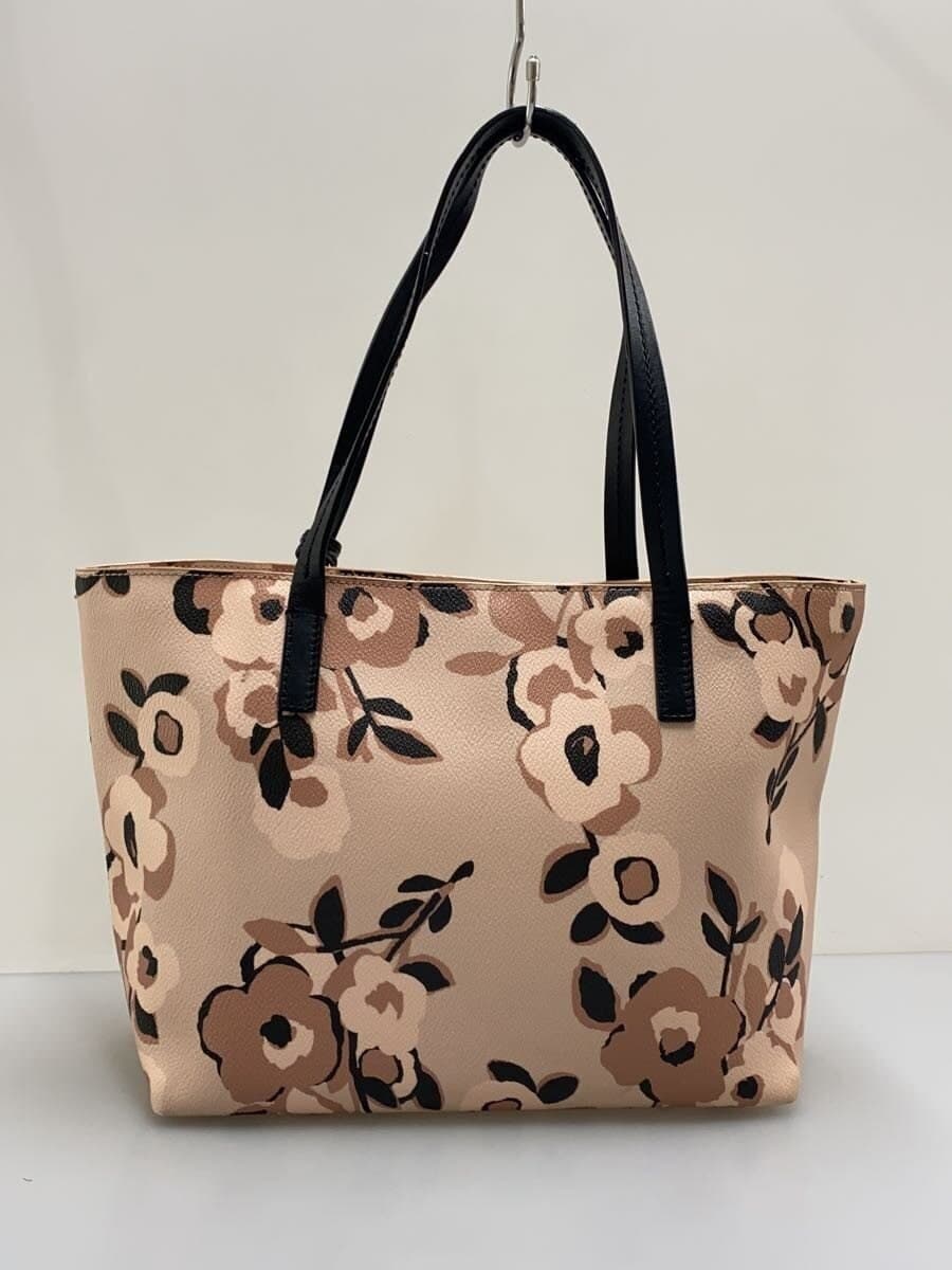 Kate Spade New York corner scuff tote bag leather BEG floral pattern 3
