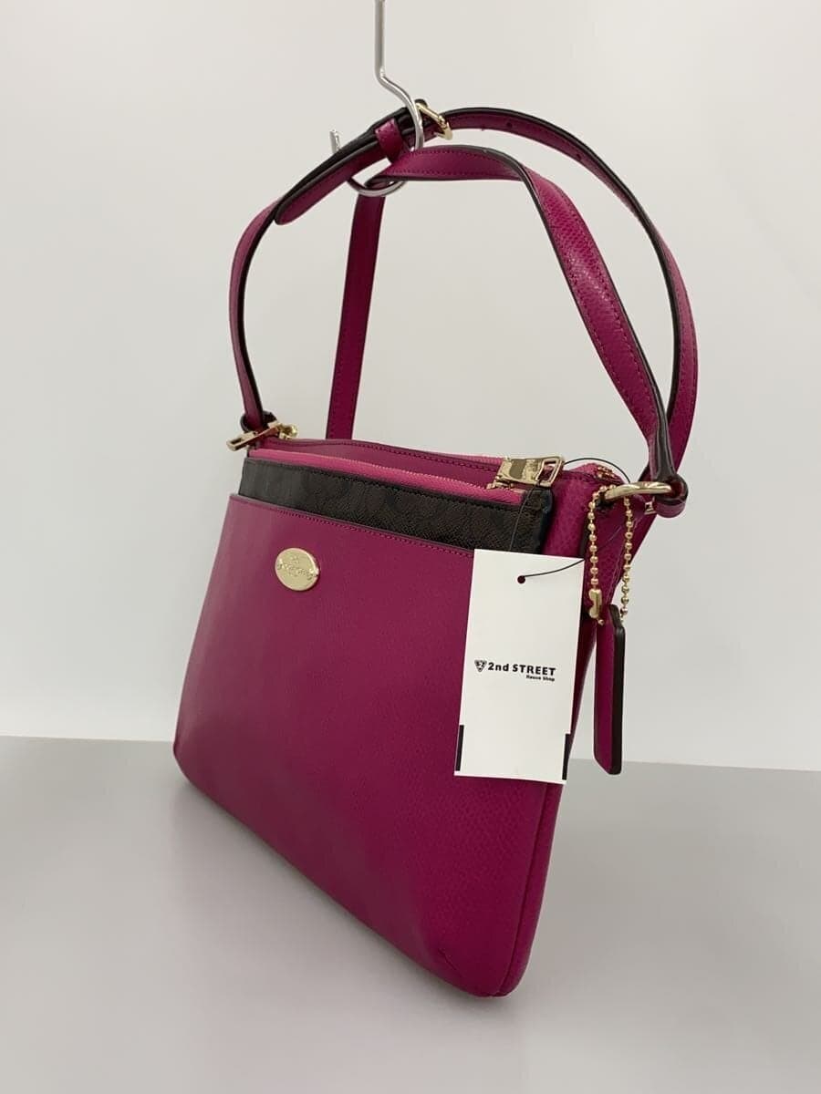 COACH shoulder bag leather PNK solid color 2