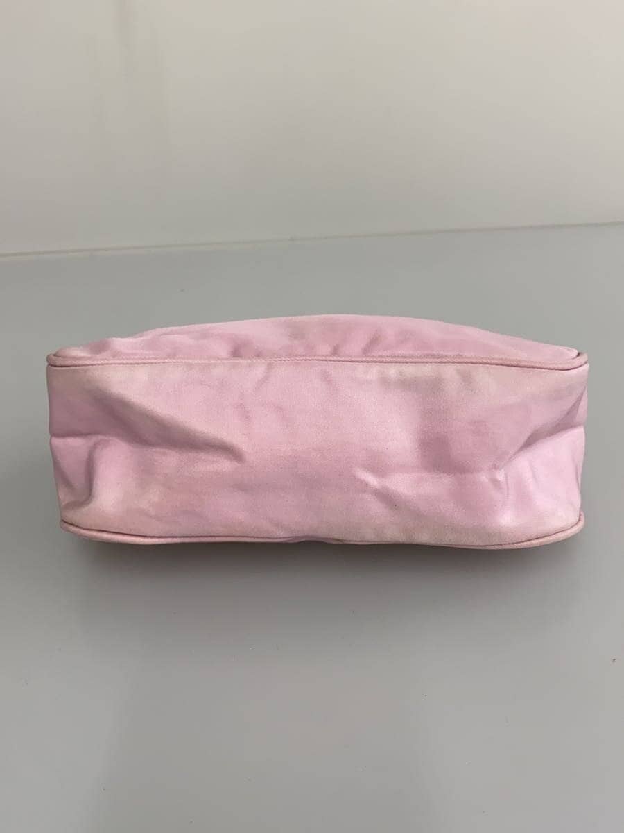 PRADA Triangle Logo Plate Handbag Nylon Pink Solid Color 4