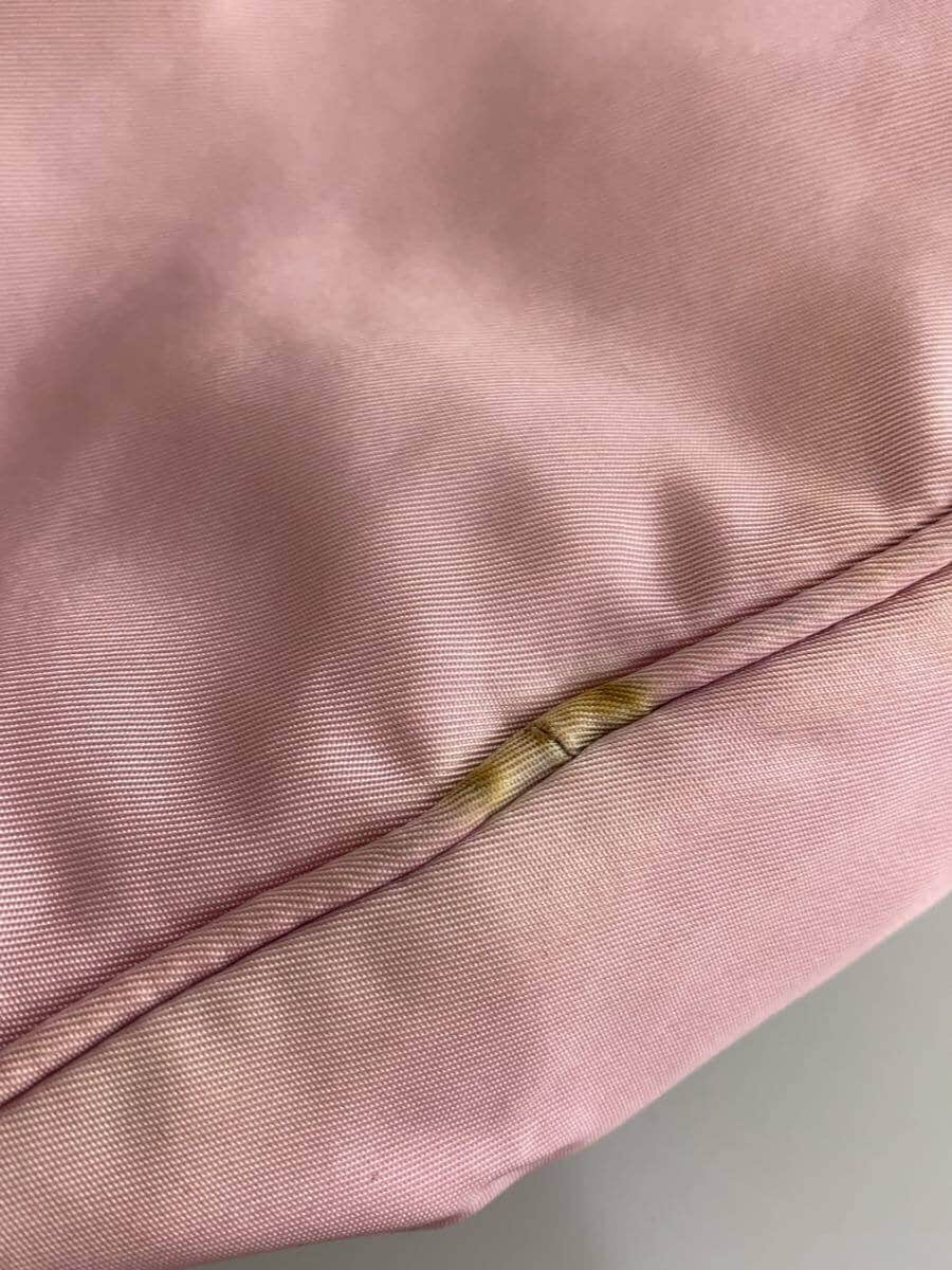 PRADA Triangle Logo Plate Handbag Nylon Pink Solid Color 8