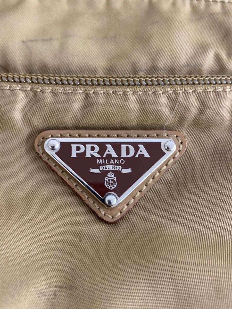 PRADA Triangle Logo Plate Shoulder Bag Nylon BEG Solid Color 5