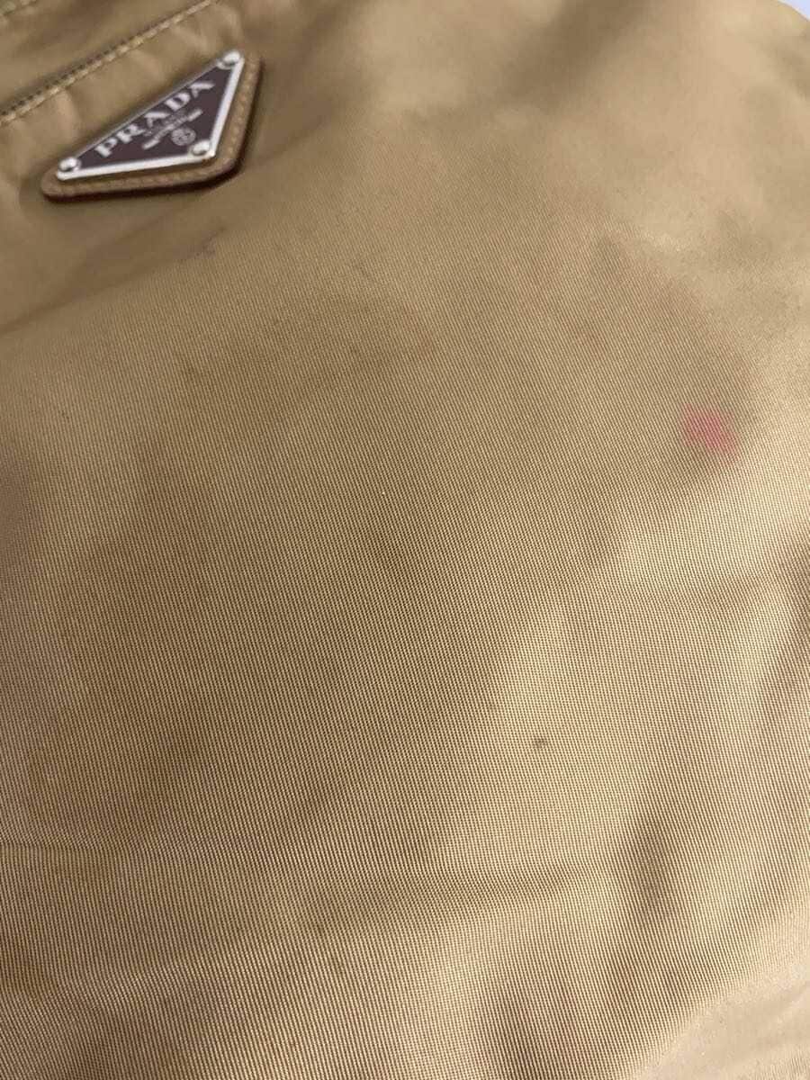 PRADA Triangle Logo Plate Shoulder Bag Nylon BEG Solid Color 7