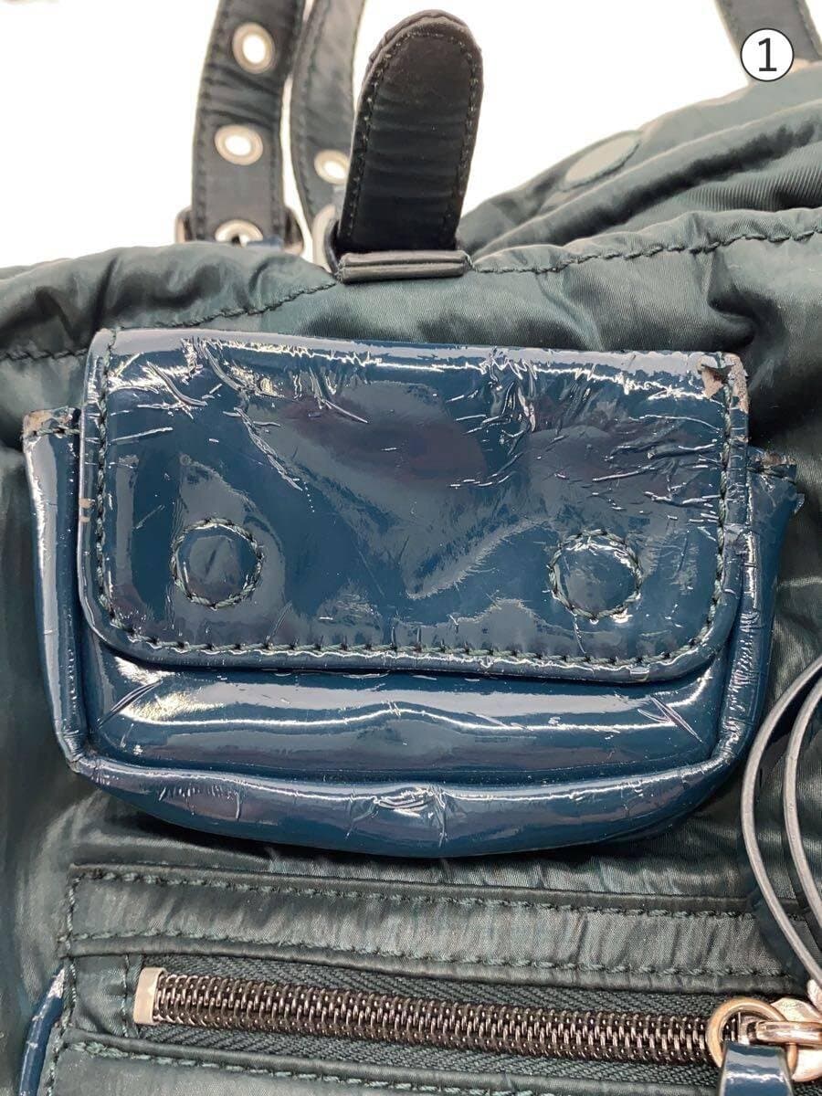 DIESEL Patent Leather Deteriorated Shoulder Bag Nylon GRN 8