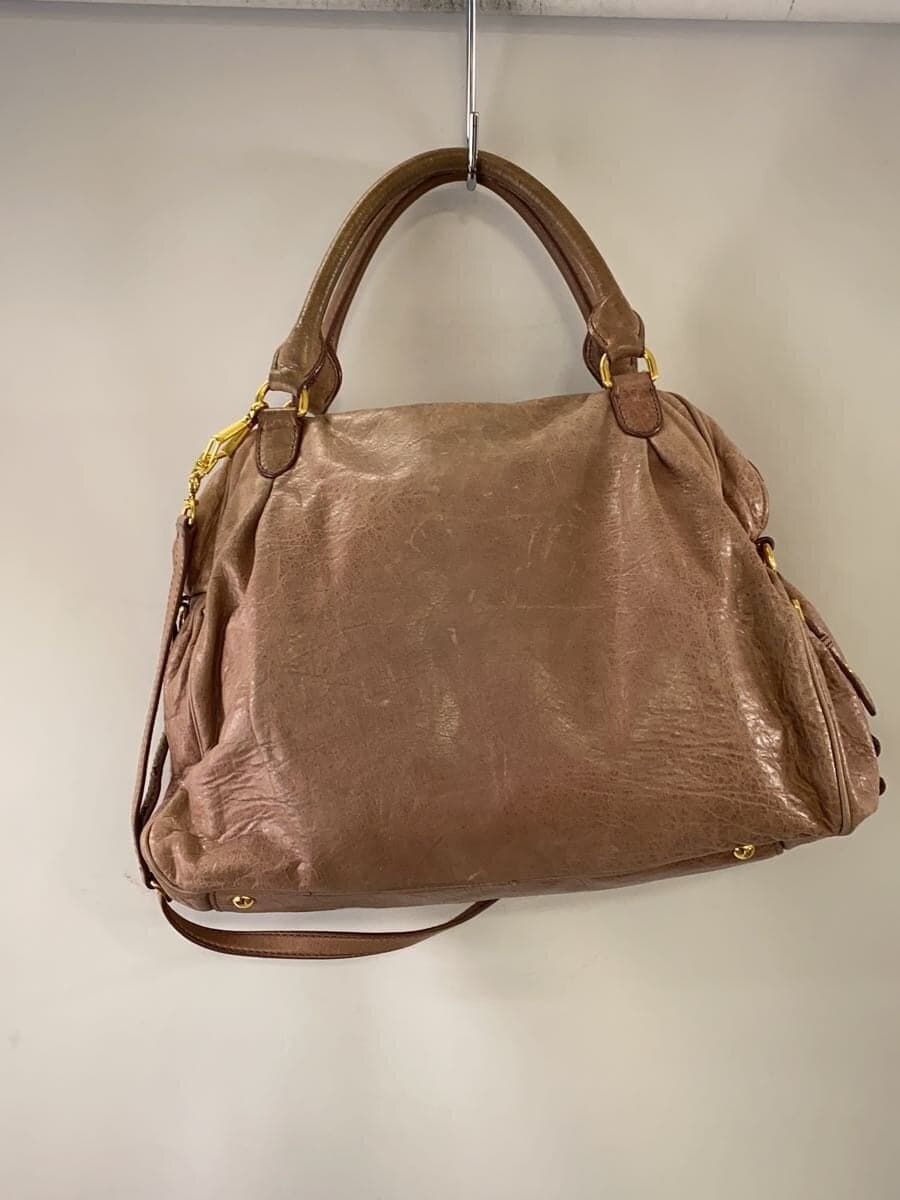 MIU MIU tote bag leather BEG 2