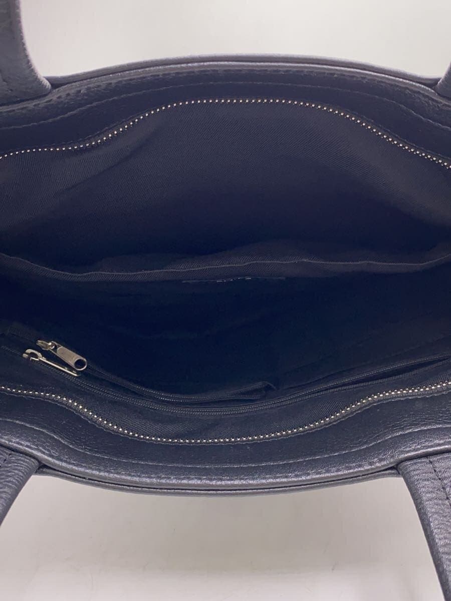 SHIPS tote bag cowhide BLK plain 5