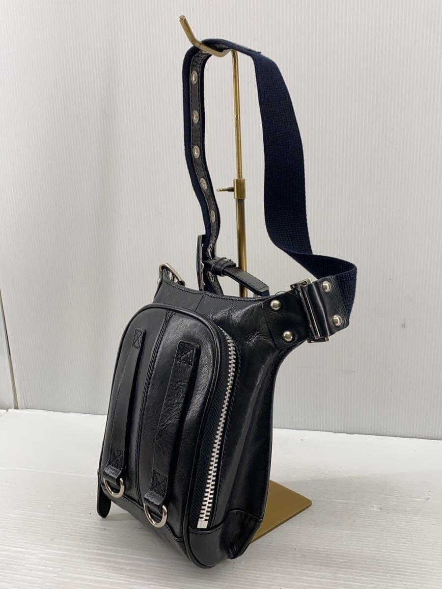 AVIREX Waist Bag Leather BLK 2