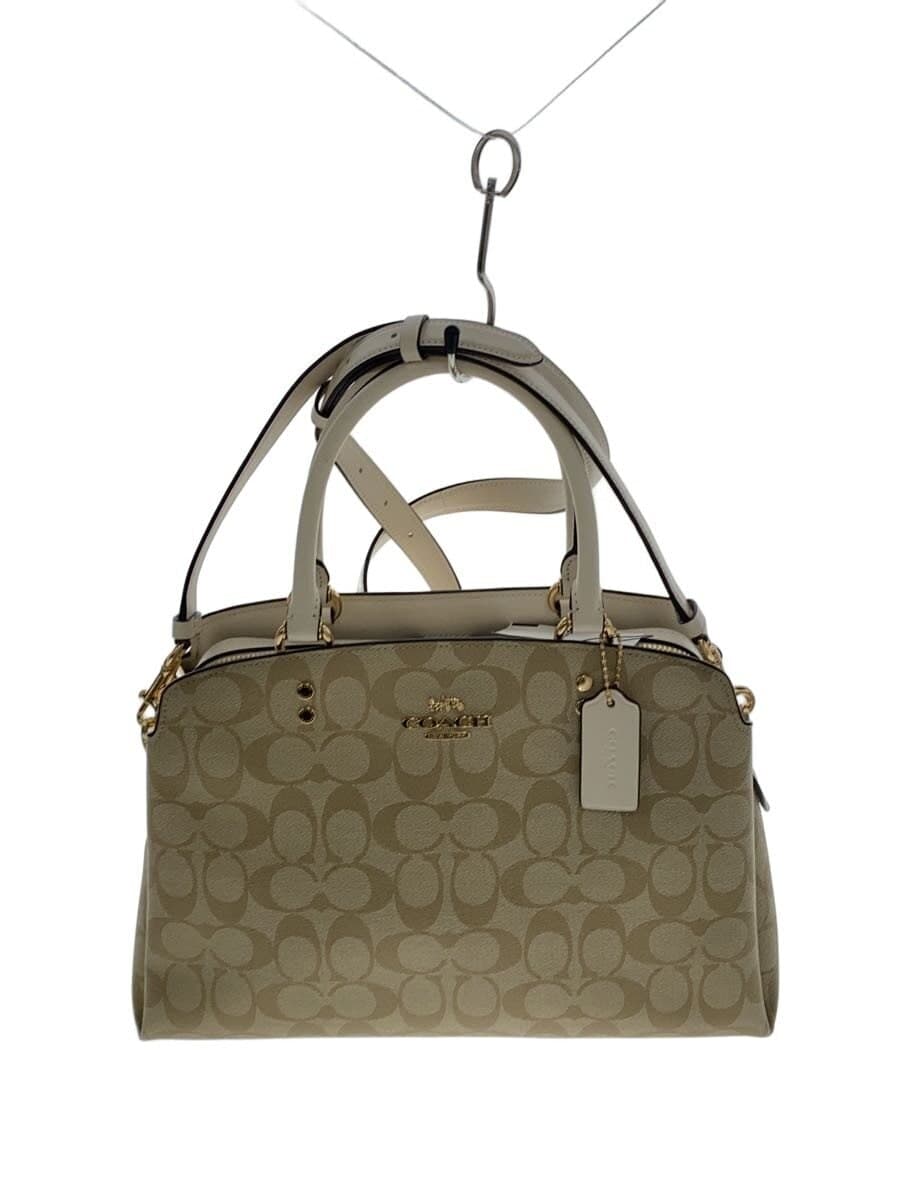 COACH Tote Bag Leather BEG All Over Pattern 91495