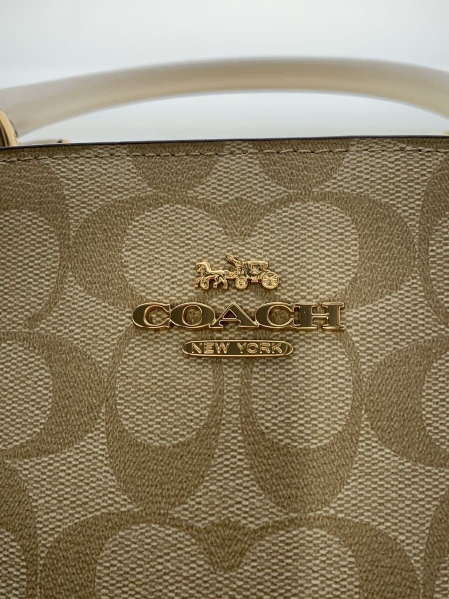 COACH Tote Bag Leather BEG All Over Pattern 91495 5