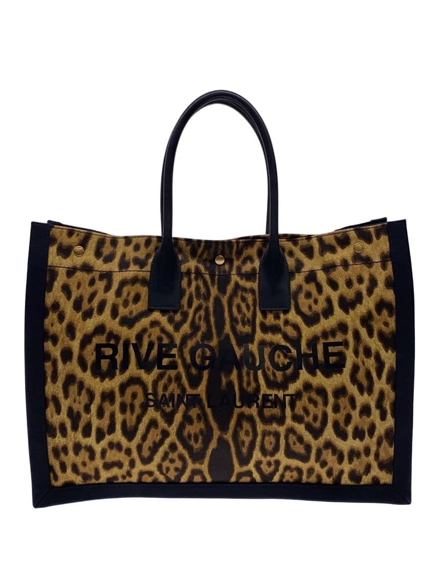 SAINT LAURENT Riv Gauche Noe Leopard Tote Bag Canvas Multicolor Animal