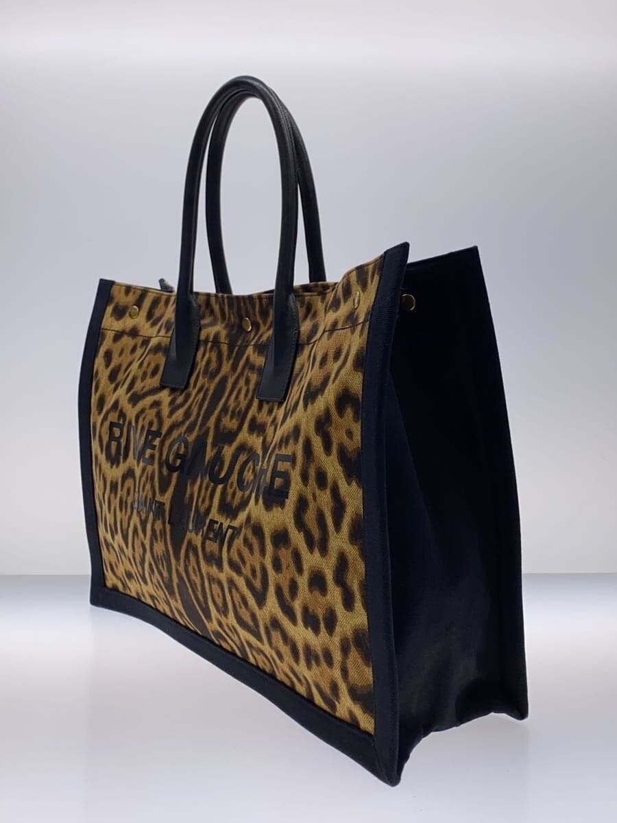 SAINT LAURENT Riv Gauche Noe Leopard Tote Bag Canvas Multicolor Animal 2