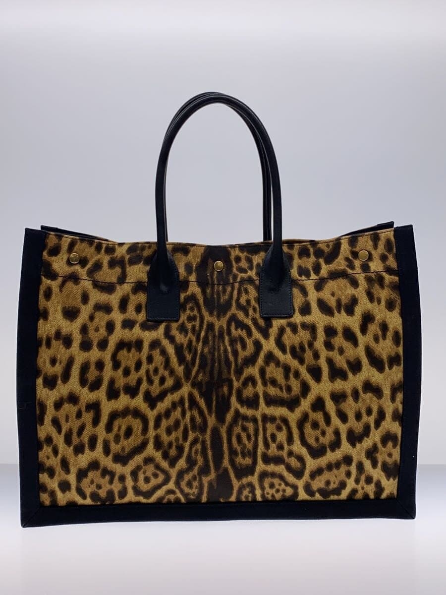 SAINT LAURENT Riv Gauche Noe Leopard Tote Bag Canvas Multicolor Animal 3