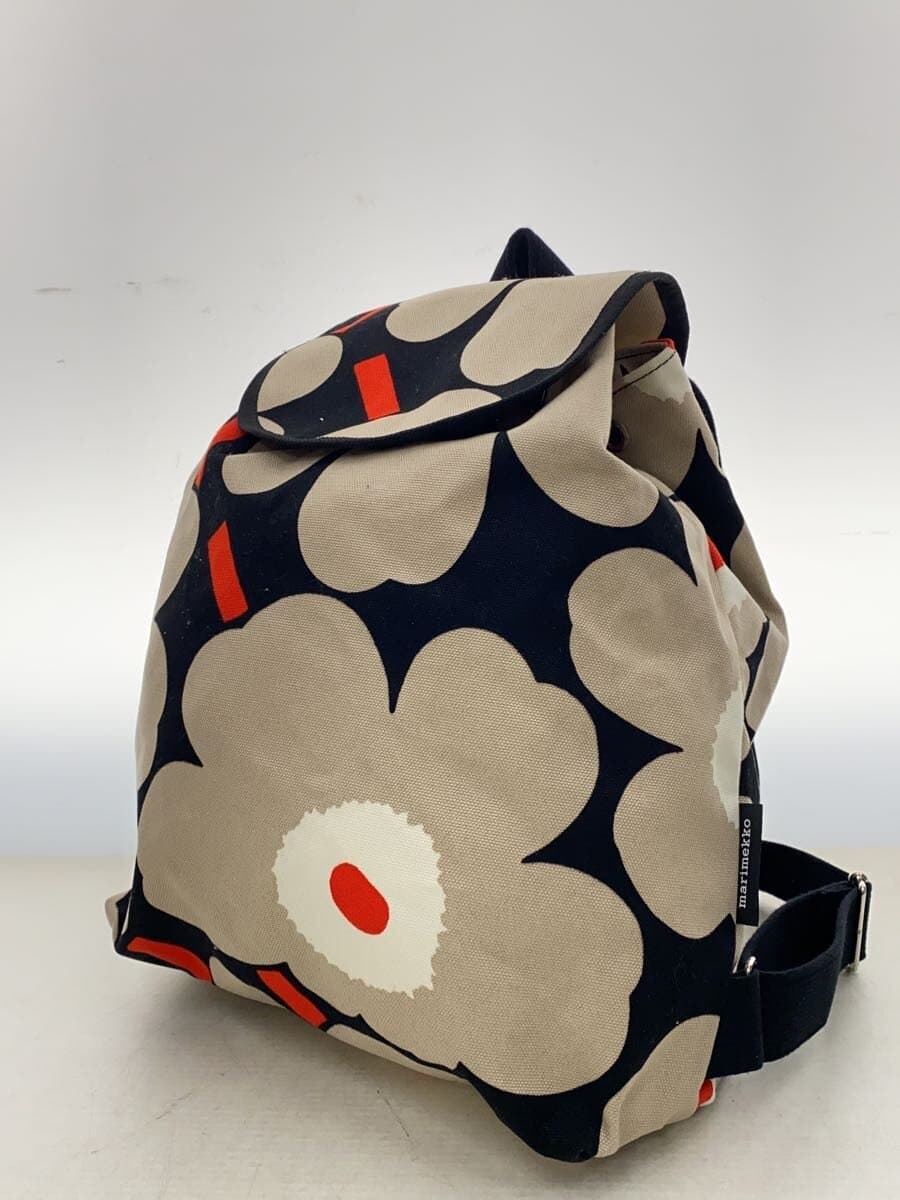Marimekko backpack canvas BEG flower pattern 2