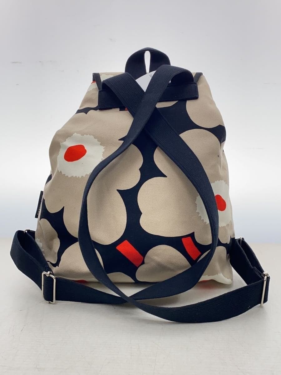 Marimekko backpack canvas BEG flower pattern 3