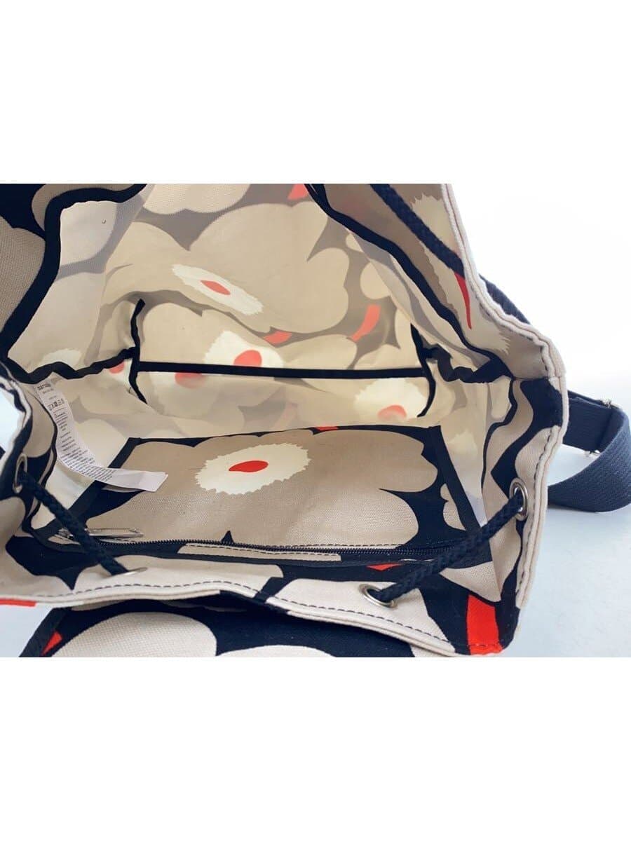 Marimekko backpack canvas BEG flower pattern 6