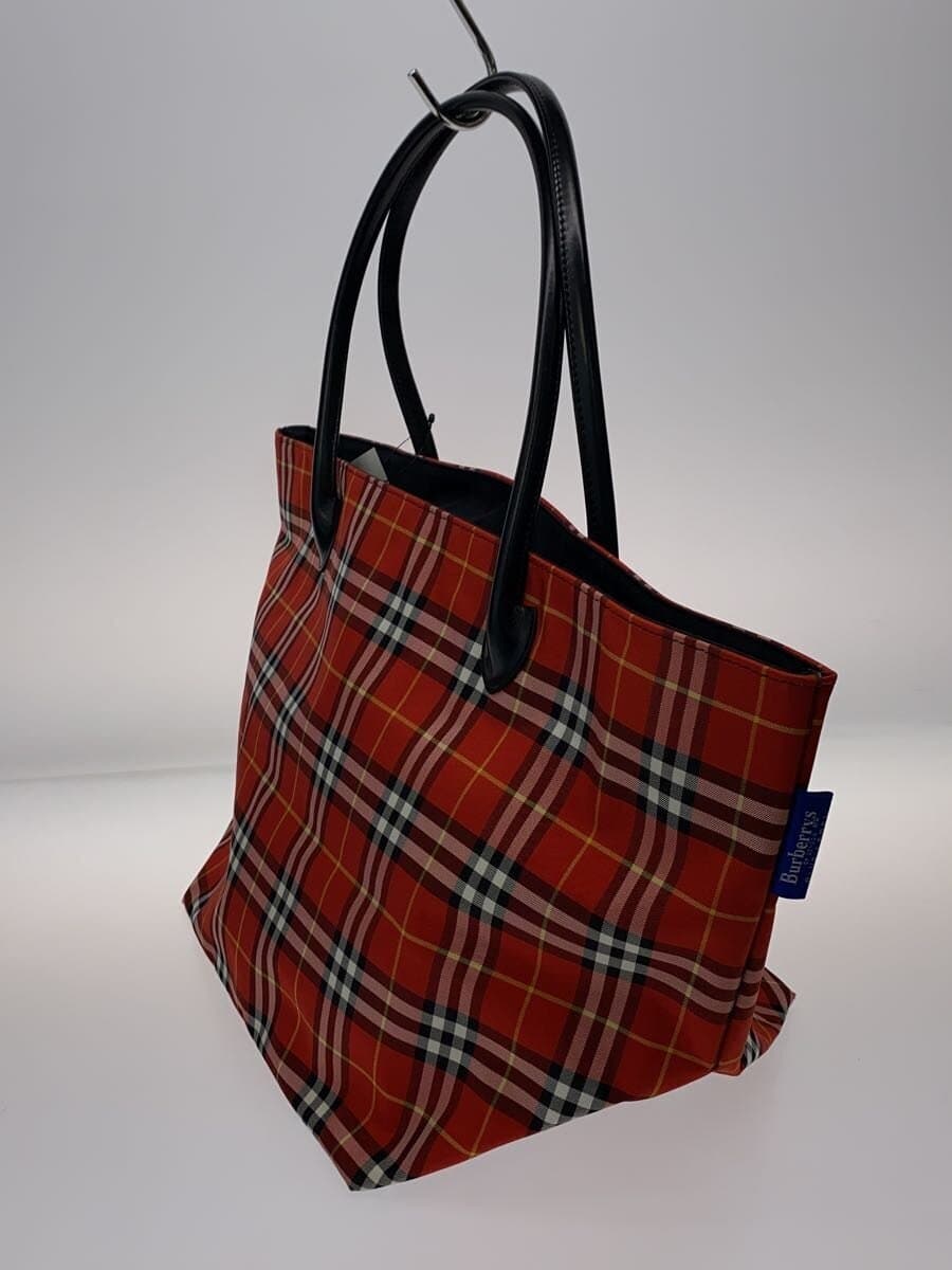BURBERRY BLUE LABEL Tote Bag Nylon Red Check BT601-204 2