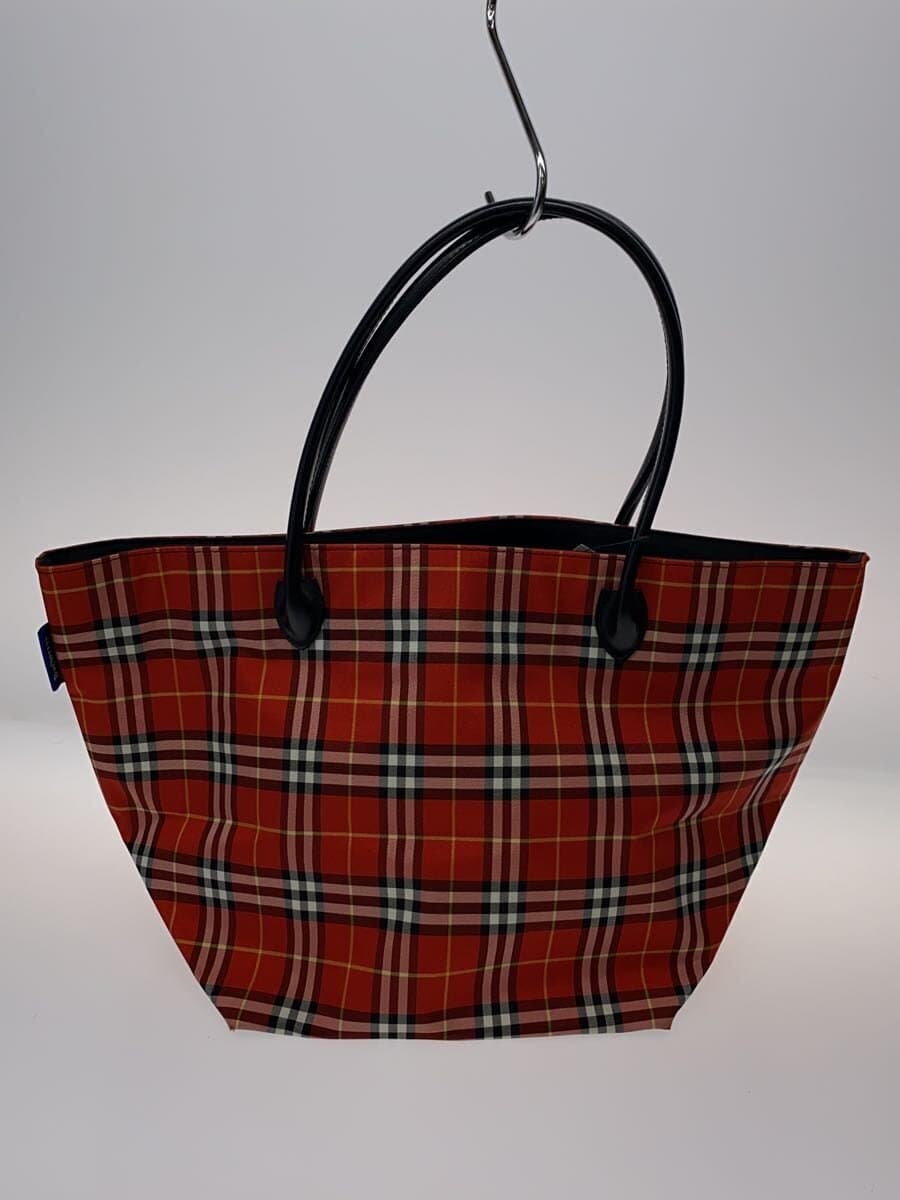 BURBERRY BLUE LABEL Tote Bag Nylon Red Check BT601-204 3