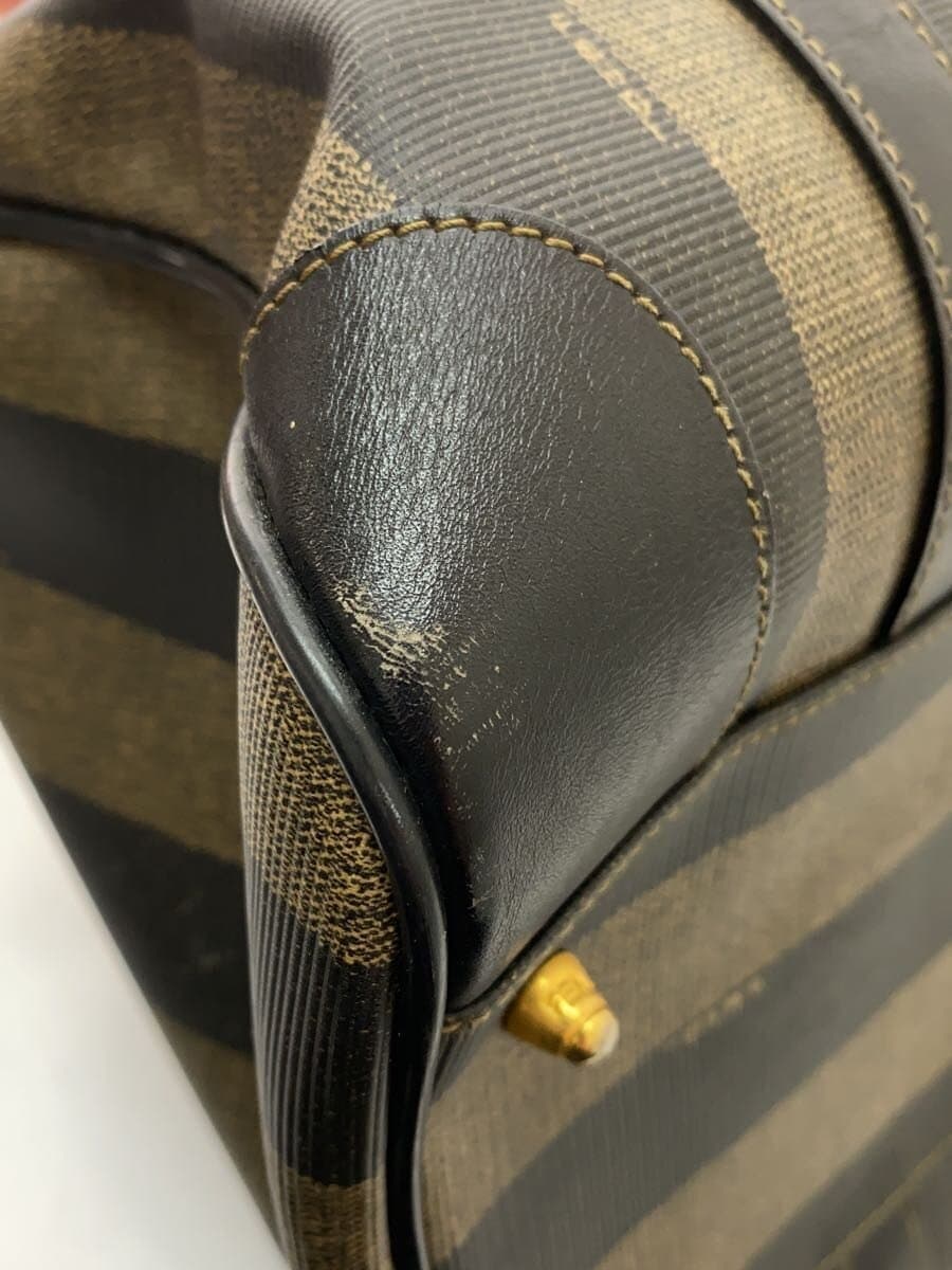 FENDI Scuff Pecan Mini Boston Bag Leather Brown 9