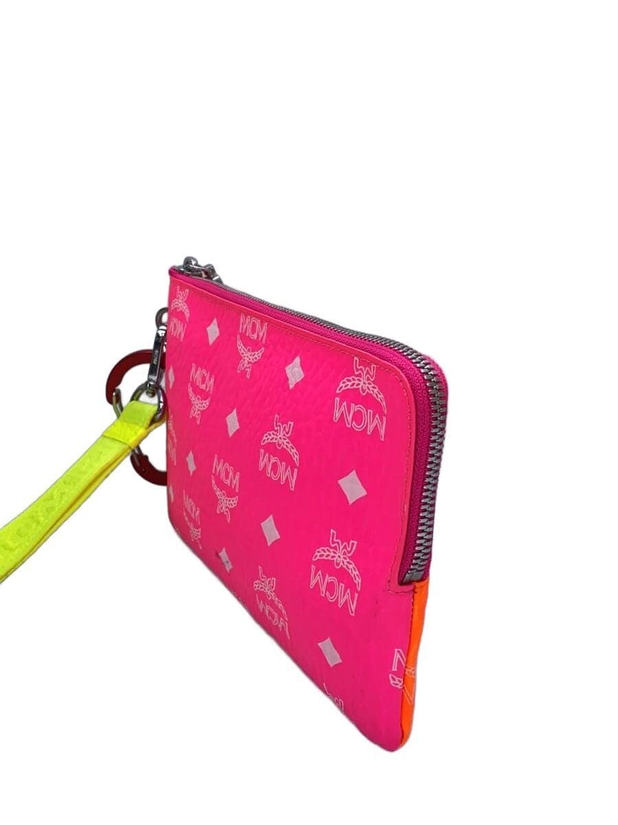 MCM Clutch Pouch Leather Pink 2