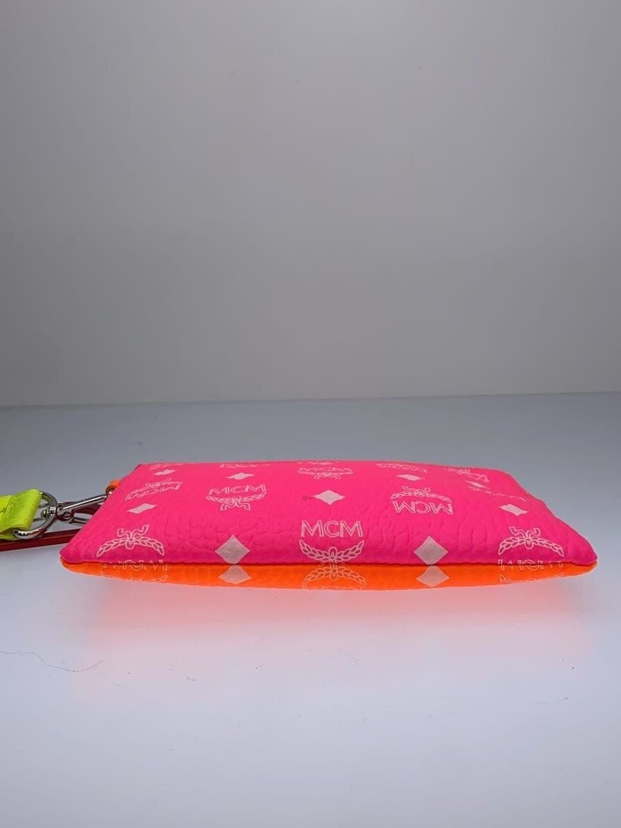 MCM Clutch Pouch Leather Pink 4