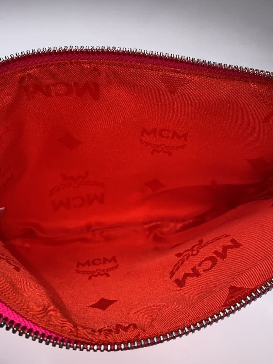 MCM Clutch Pouch Leather Pink 6