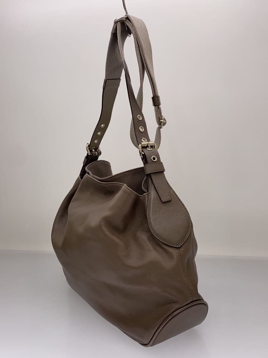 A.D.M.J. Shoulder One Shoulder Bag Leather Beige Piping Part Scuff 2