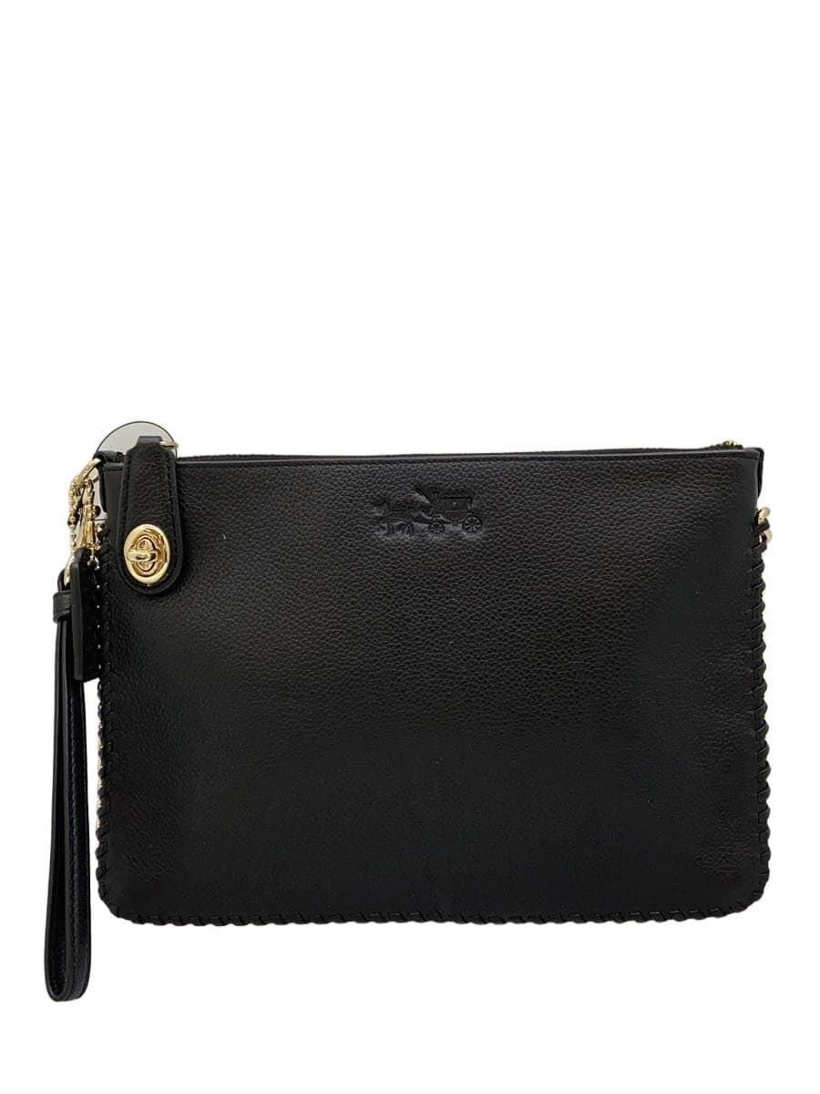 COACH clutch bag leather black