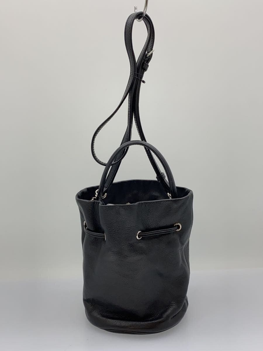 BALENCIAGA EVERYDAY DRAWSTRING BUCKET Shoulder Bag Leather Black 638342 3