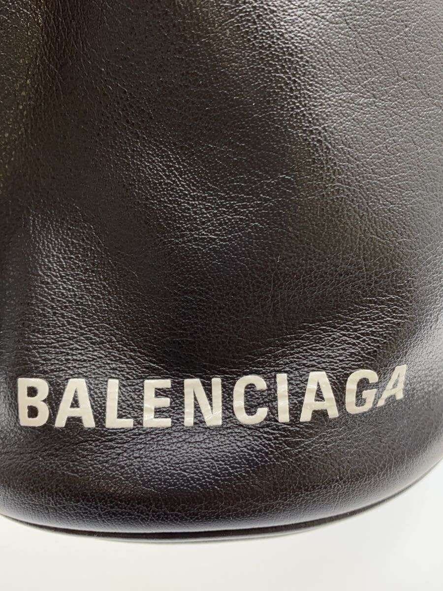 BALENCIAGA EVERYDAY DRAWSTRING BUCKET Shoulder Bag Leather Black 638342 5