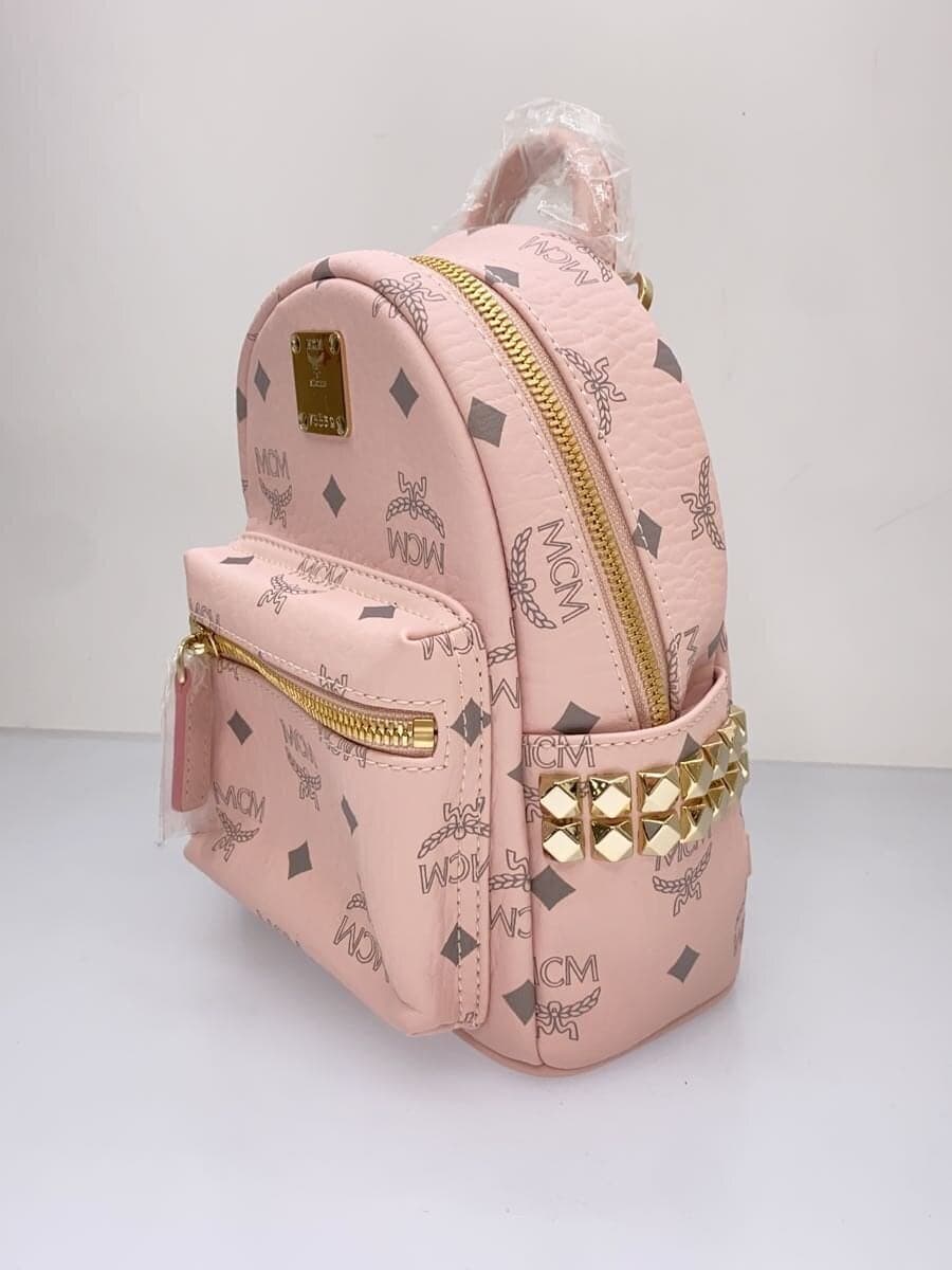 MCM Visetos Studs Mini Backpack Leather Soft Pink All Over Pattern 7556Q 2