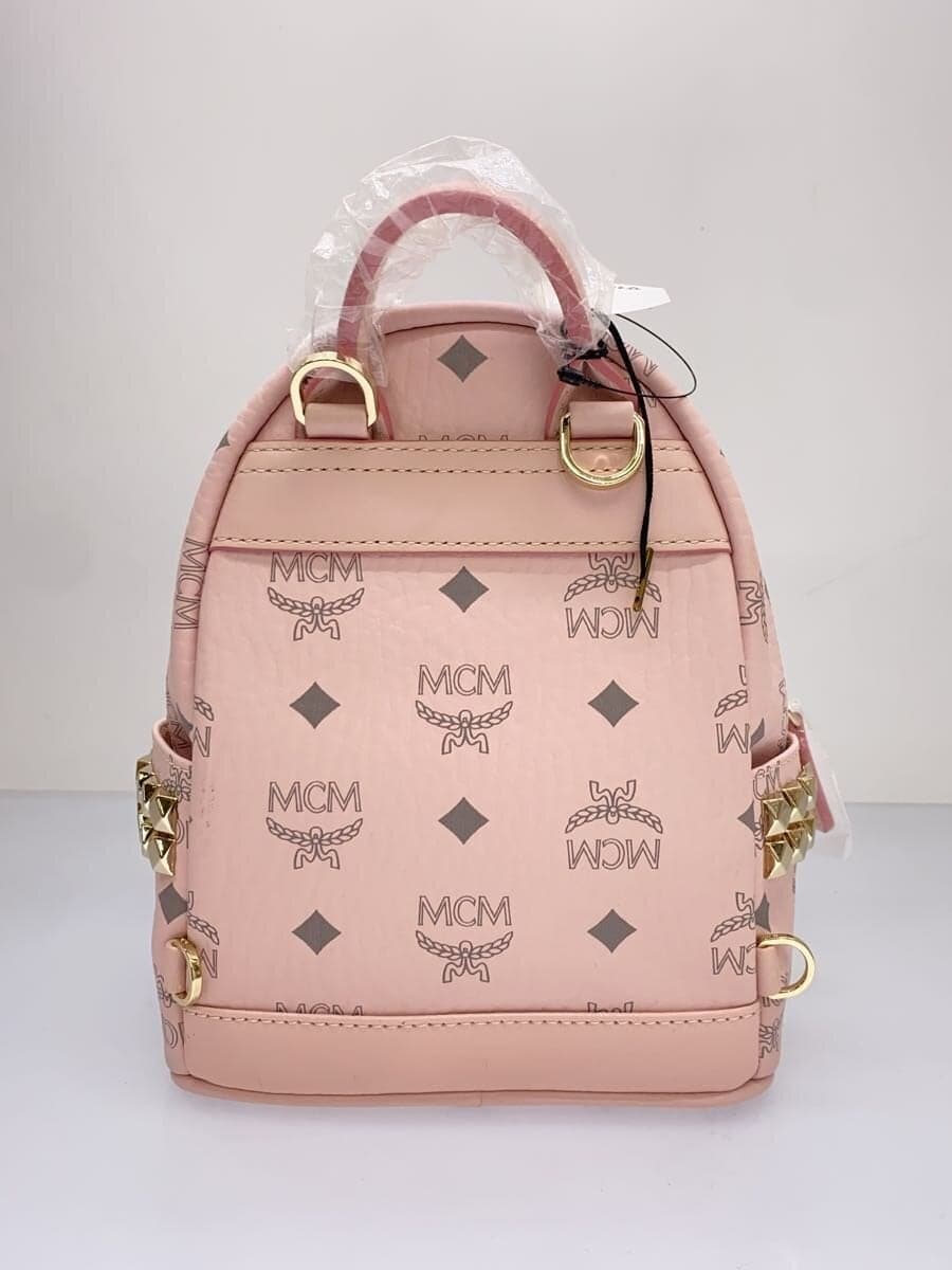 MCM Visetos Studs Mini Backpack Leather Soft Pink All Over Pattern 7556Q 3