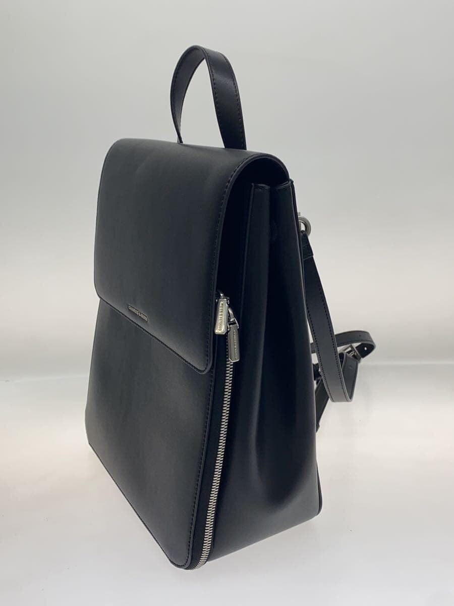CHARLES&KEITH Front Flap Structure Backpack Rucksack Faux Leather Black 60681127 2