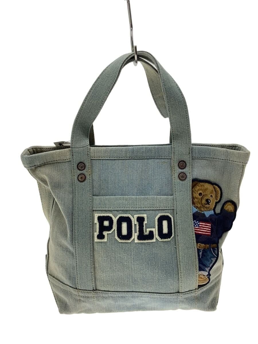 POLO RALPH LAUREN handbag denim indigo animal Polo Bear embroidery