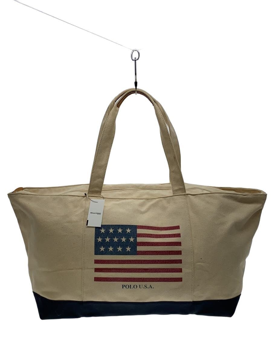 POLO SPORT Stars and Stripes 90s Big Tote Tote Bag Canvas BEG Plain
