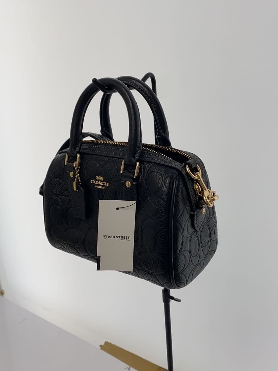 COACHmini rowan Shoulder Bag Leather BLK All-over Print CCF28 2