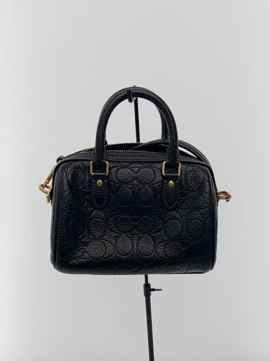 COACHmini rowan Shoulder Bag Leather BLK All-over Print CCF28 3